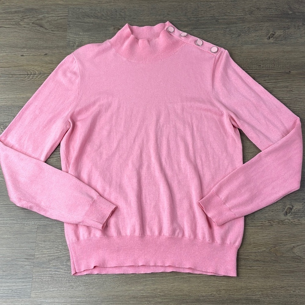J. Crew Womens Pink Mock Neck Button Shoulder Sweater, size small